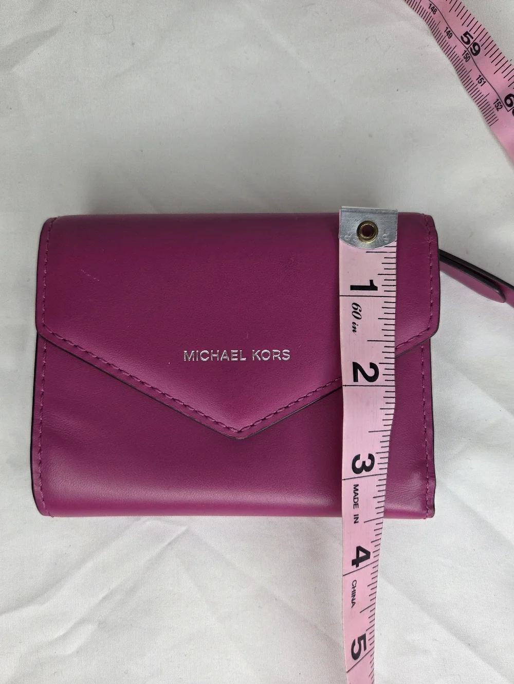 Michael Kors Women's Fuchsia Leather Trifold Envelope Wallet - Picture 13 of 13